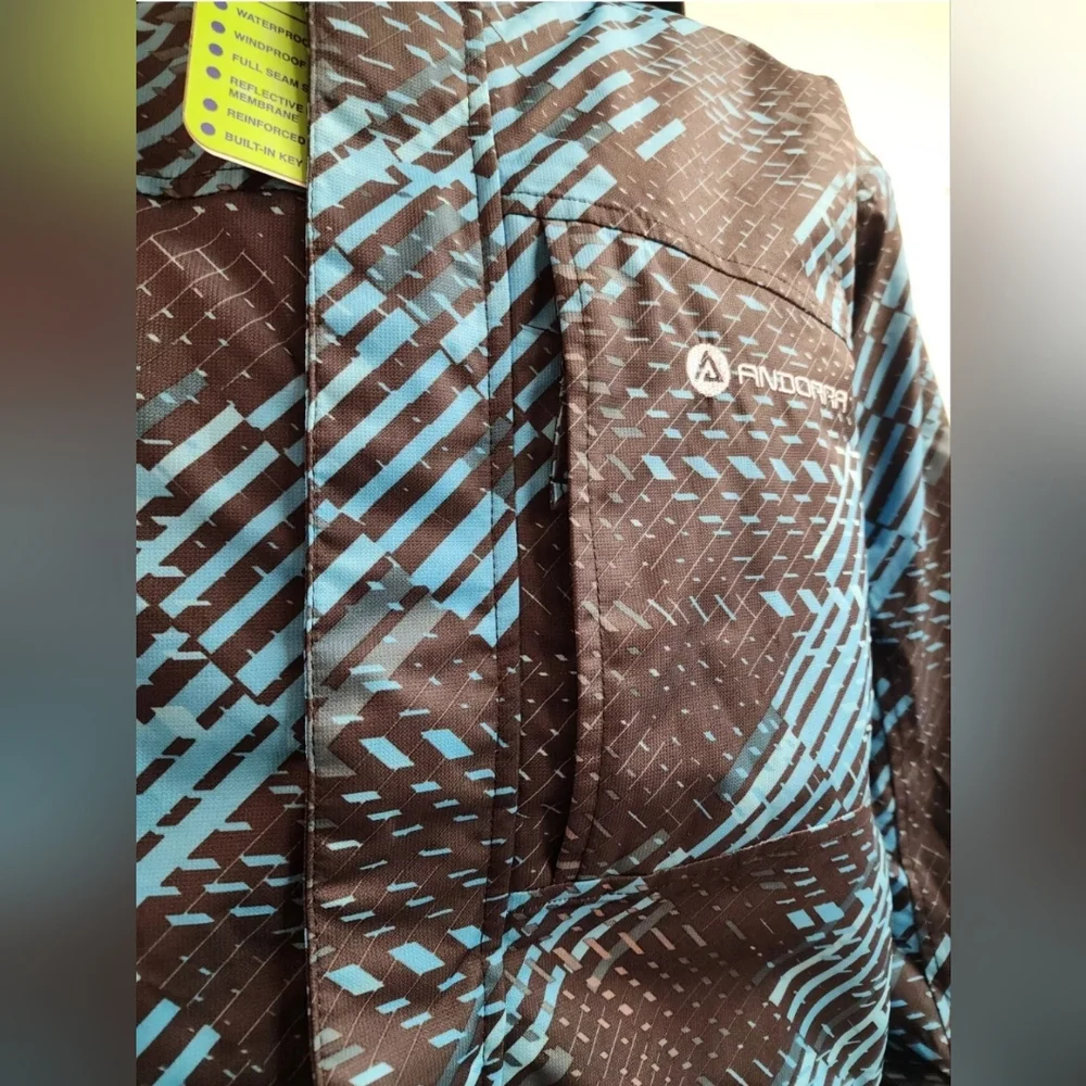 Men's Coat Size 2XL Blue & Black Design Waterproof Windproof All Weather - Picture 3 of 15